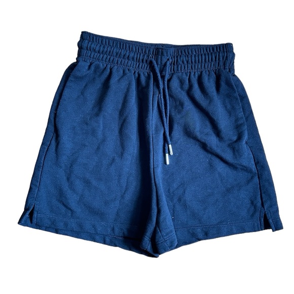 H&M Sweat Shorts Pockets Black Elastic Waist Draw String Silver Tips Size XS - Picture 4 of 4